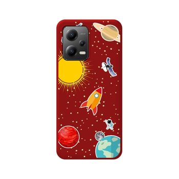 Funda Silicona Líquida Roja Para Xiaomi Redmi Note 12 5g Diseño Espacio Dibujos