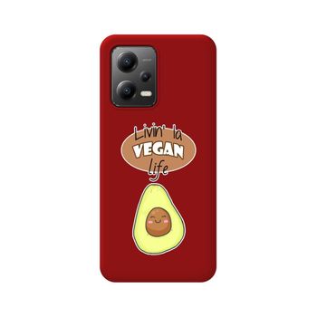 Funda Silicona Líquida Roja Para Xiaomi Redmi Note 12 5g Diseño Vegan Life Dibujos