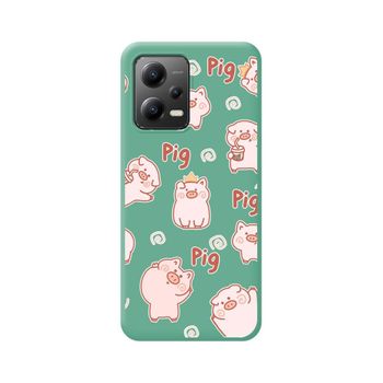 Funda Silicona Líquida Verde Para Xiaomi Redmi Note 12 5g Diseño Cerdos Dibujos