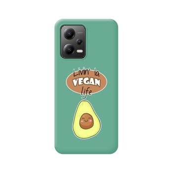 Funda Silicona Líquida Verde Para Xiaomi Redmi Note 12 5g Diseño Vegan Life Dibujos