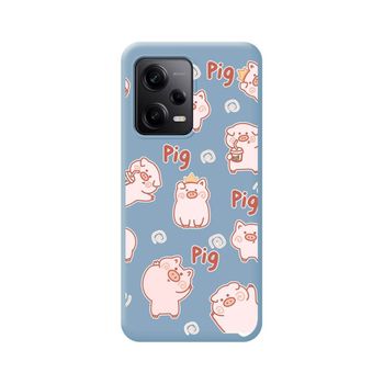 Funda Silicona Líquida Azul Para Xiaomi Redmi Note 12 Pro 5g Diseño Cerdos Dibujos