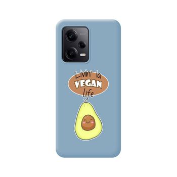Funda Silicona Líquida Azul Para Xiaomi Redmi Note 12 Pro 5g Diseño Vegan Life Dibujos