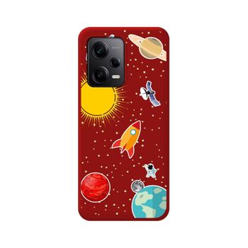 Funda Silicona Líquida Roja Para Xiaomi Redmi Note 12 Pro 5g Diseño Espacio Dibujos