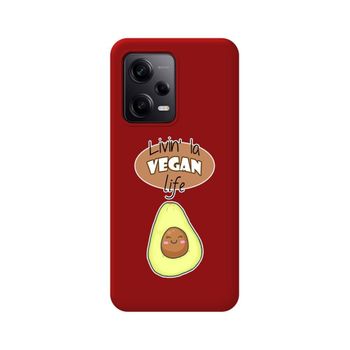 Funda Silicona Líquida Roja Para Xiaomi Redmi Note 12 Pro 5g Diseño Vegan Life Dibujos