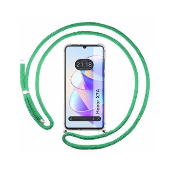 Funda Colgante Transparente Huawei Honor X7a Con Cordon Verde Agua