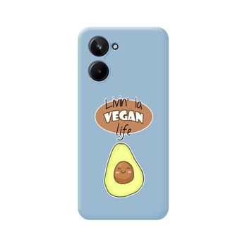 Funda Silicona Líquida Azul Realme 10 4g Diseño Vegan Life Dibujos