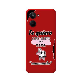 Funda Silicona Líquida Roja Realme 10 4g Diseño Vaca Dibujos