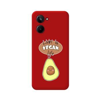 Funda Silicona Líquida Roja Realme 10 4g Diseño Vegan Life Dibujos