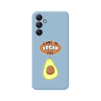 Funda Silicona Líquida Azul Samsung Galaxy A54 5g Diseño Vegan Life Dibujos