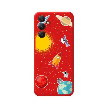 Funda Silicona Líquida Roja Samsung Galaxy A54 5g Diseño Espacio Dibujos