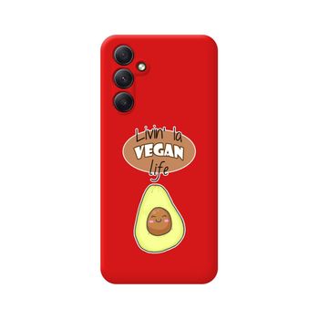 Funda Silicona Líquida Roja Samsung Galaxy A54 5g Diseño Vegan Life Dibujos