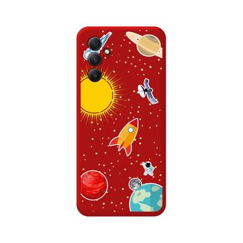 Funda Silicona Líquida Roja Samsung Galaxy A34 5g Diseño Espacio Dibujos
