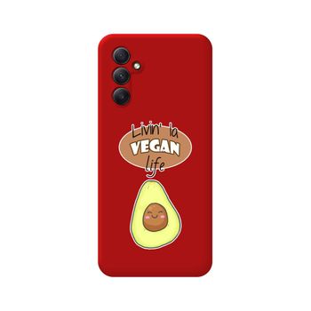 Funda Silicona Líquida Roja Samsung Galaxy A34 5g Diseño Vegan Life Dibujos