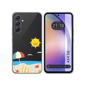 Funda Silicona Transparente Samsung Galaxy A54 5g Diseño Playa Dibujos