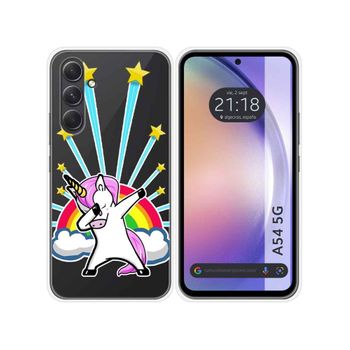 Funda Silicona Transparente Samsung Galaxy A54 5g Diseño Unicornio Dibujos