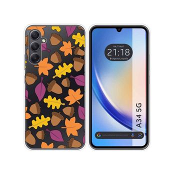 Funda Silicona Transparente Samsung Galaxy A34 5g Diseño Otoño Dibujos