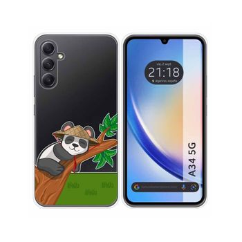 Funda Silicona Transparente Samsung Galaxy A34 5g Diseño Panda Dibujos