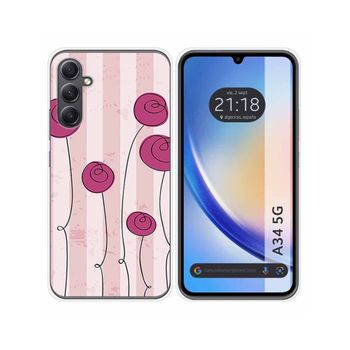 Funda Silicona Samsung Galaxy A34 5g Diseño Flores Vintage Dibujos