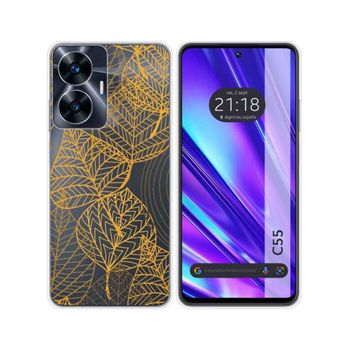 Funda Silicona Transparente Realme C55 Diseño Hojas Dibujos