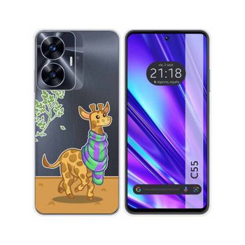 Funda Silicona Transparente Realme C55 Diseño Jirafa Dibujos