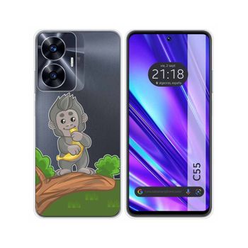 Funda Silicona Transparente Realme C55 Diseño Mono Dibujos