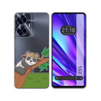 Funda Silicona Transparente Realme C55 Diseño Panda Dibujos