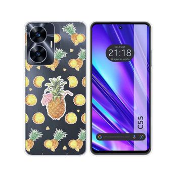 Funda Silicona Transparente Realme C55 Diseño Piña Dibujos