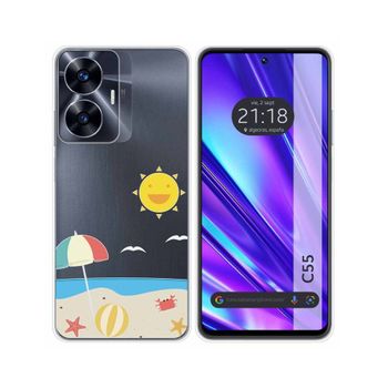 Funda Silicona Transparente Realme C55 Diseño Playa Dibujos