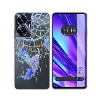 Funda Silicona Transparente Realme C55 Diseño Plumas Dibujos