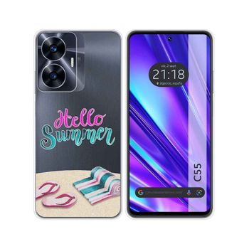 Funda Silicona Transparente Realme C55 Diseño Summer Dibujos