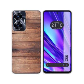 Funda Silicona Realme C55 Diseño Madera 02 Dibujos