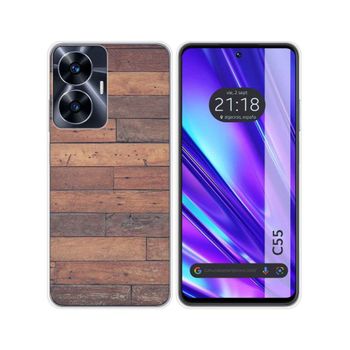 Funda Silicona Realme C55 Diseño Madera 03 Dibujos