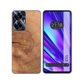 Funda Silicona Realme C55 Diseño Madera 04 Dibujos