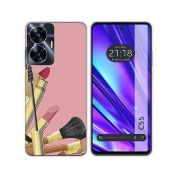 Funda Silicona Realme C55 Diseño Brochas Dibujos