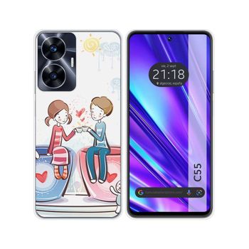 Funda Silicona Realme C55 Diseño Café Dibujos