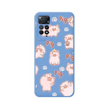 Funda Silicona Líquida Azul Xiaomi Redmi Note 12 Pro 4g Diseño Cerdos Dibujos