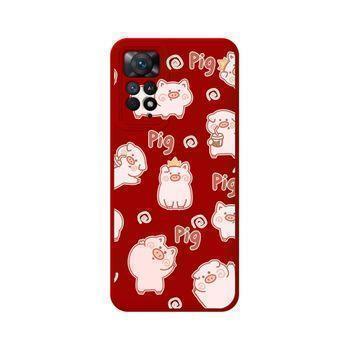 Funda Silicona Líquida Roja Xiaomi Redmi Note 12 Pro 4g Diseño Cerdos Dibujos