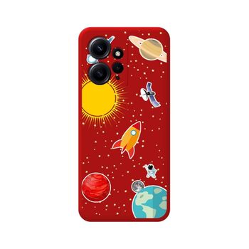 Funda Silicona Líquida Roja Xiaomi Redmi Note 12 4g Diseño Espacio Dibujos