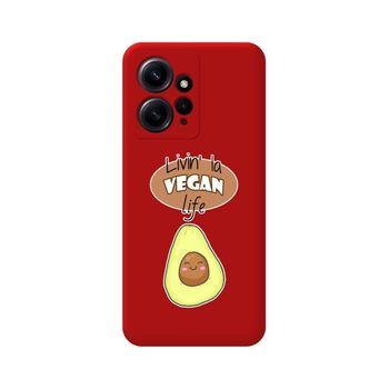 Funda Silicona Líquida Roja Xiaomi Redmi Note 12 4g Diseño Vegan Life Dibujos