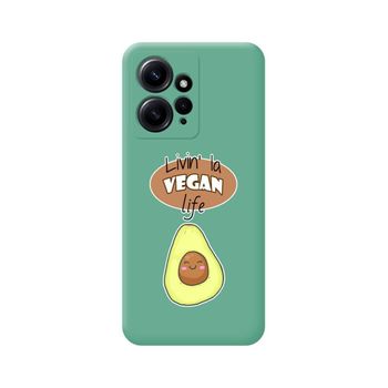 Funda Silicona Líquida Verde Xiaomi Redmi Note 12 4g Diseño Vegan Life Dibujos