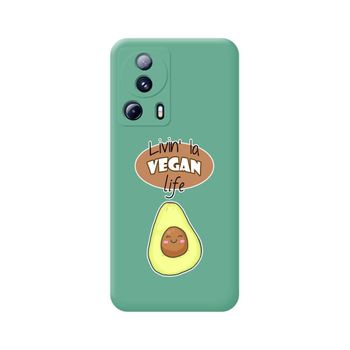 Funda Silicona Líquida Verde Xiaomi 13 Lite 5g Diseño Vegan Life Dibujos