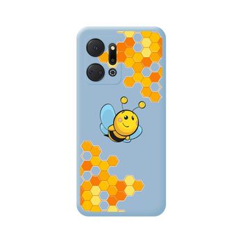 Funda Silicona Líquida Azul Huawei Honor X7a Diseño Abeja Dibujos