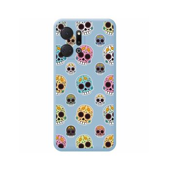 Funda Silicona Líquida Azul Huawei Honor X7a Diseño Catrina Dibujos