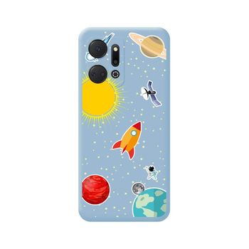 Funda Silicona Líquida Azul Huawei Honor X7a Diseño Espacio Dibujos