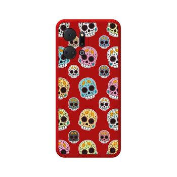 Funda Silicona Líquida Roja Huawei Honor X7a Diseño Catrina Dibujos