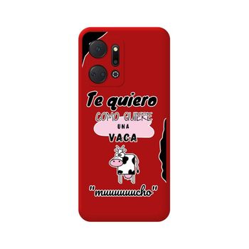 Funda Silicona Líquida Roja Huawei Honor X7a Diseño Vaca Dibujos