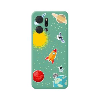 Funda Silicona Líquida Verde Huawei Honor X7a Diseño Espacio Dibujos