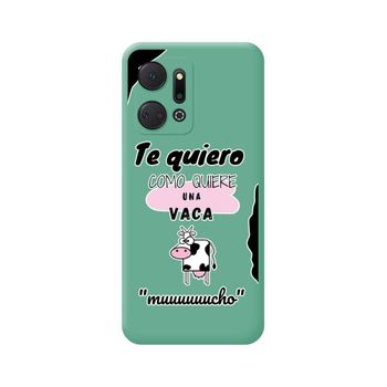 Funda Silicona Líquida Verde Huawei Honor X7a Diseño Vaca Dibujos