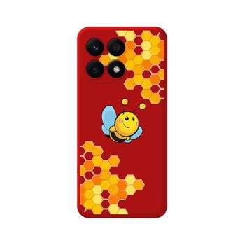 Funda Silicona Líquida Roja Huawei Honor X8a Diseño Abeja Dibujos