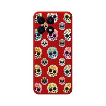 Funda Silicona Líquida Roja Huawei Honor X8a Diseño Catrina Dibujos